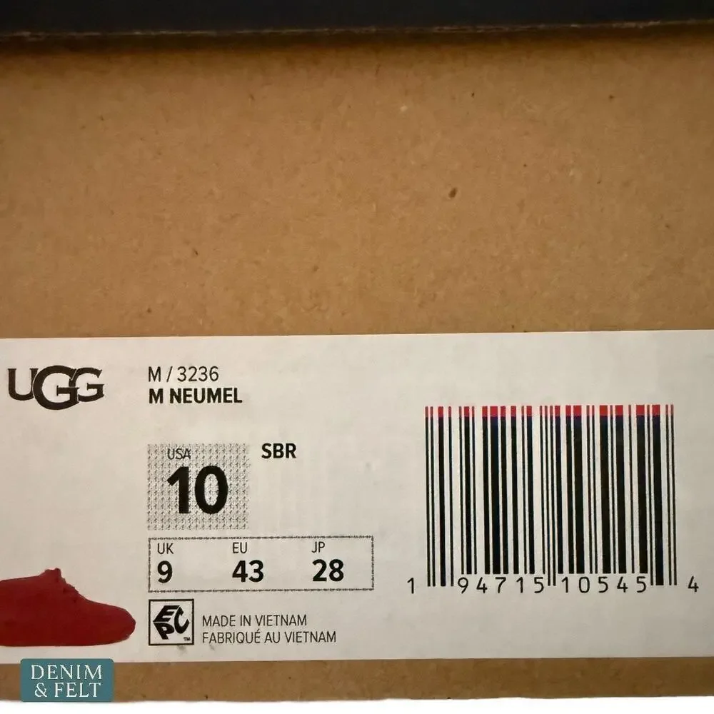 UGG Neumel Samba Red‎ Suede Wool Lined Lace Up Ankle Boots Men’s Size 10 NEW
